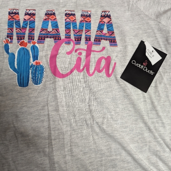 Cuddl Duds Mama Cita Gray Multi 2PCs PJ Set W/ Shorts & T-shirt Size S NWT - Picture 2 of 4